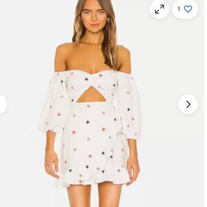 Majorelle Star Multi Embroidered White Mini Dress